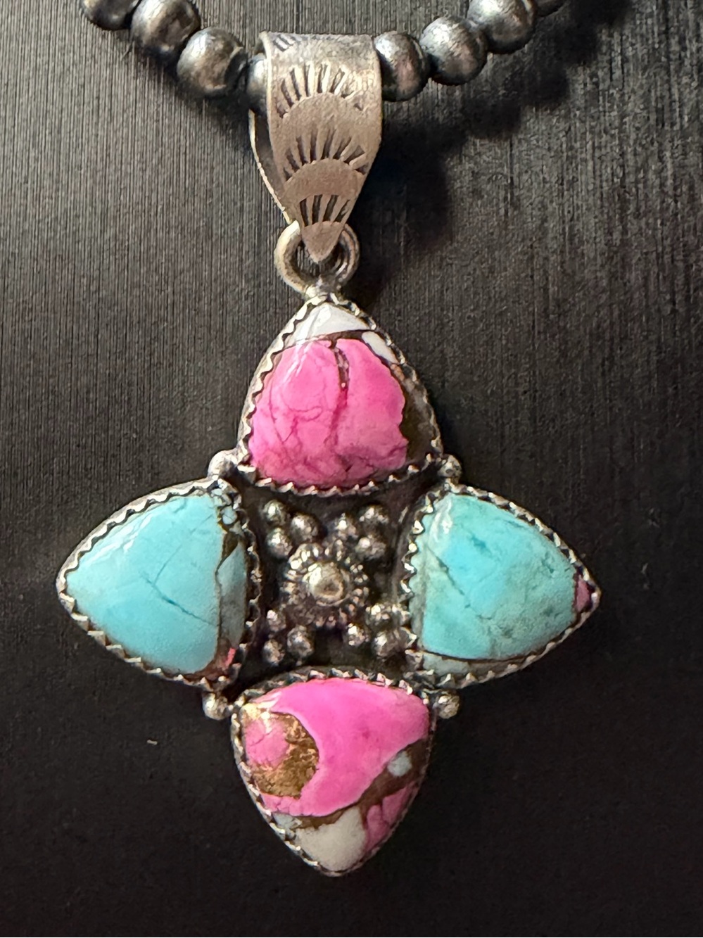 Cotton Candy Dahlia Sterling Sliver Handmade Pendant